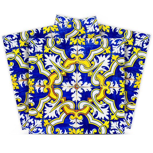 4" X 4" Blue and Yellow Links Peel And Stick Tiles