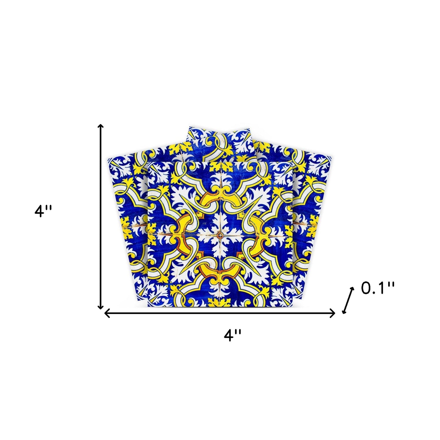 4" X 4" Blue and Yellow Links Peel And Stick Tiles