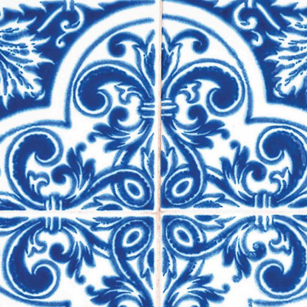 4" X 4" Blue and White Cross Peel And Stick Tiles