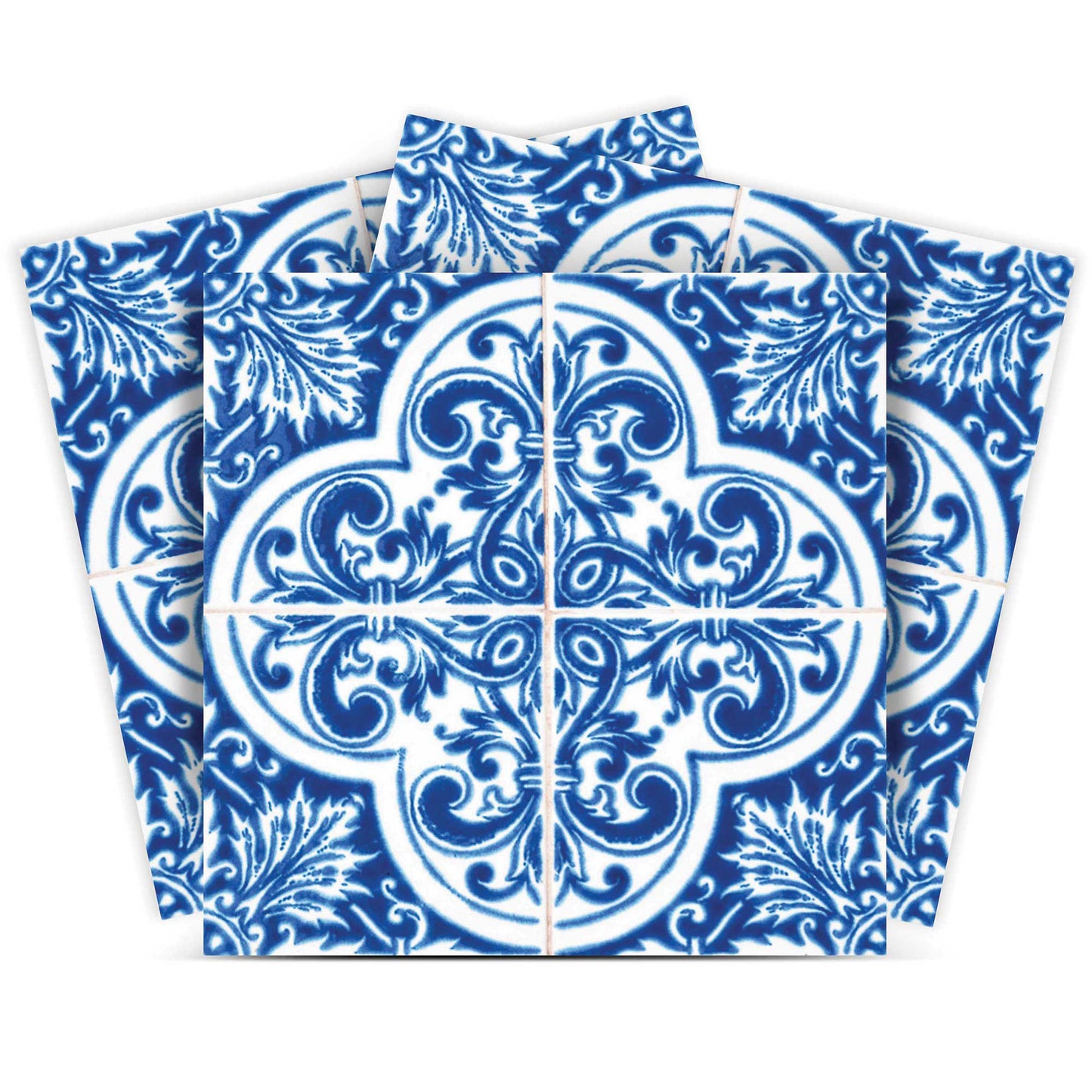 7" X 7" Blue and White Cross Peel And Stick Tiles