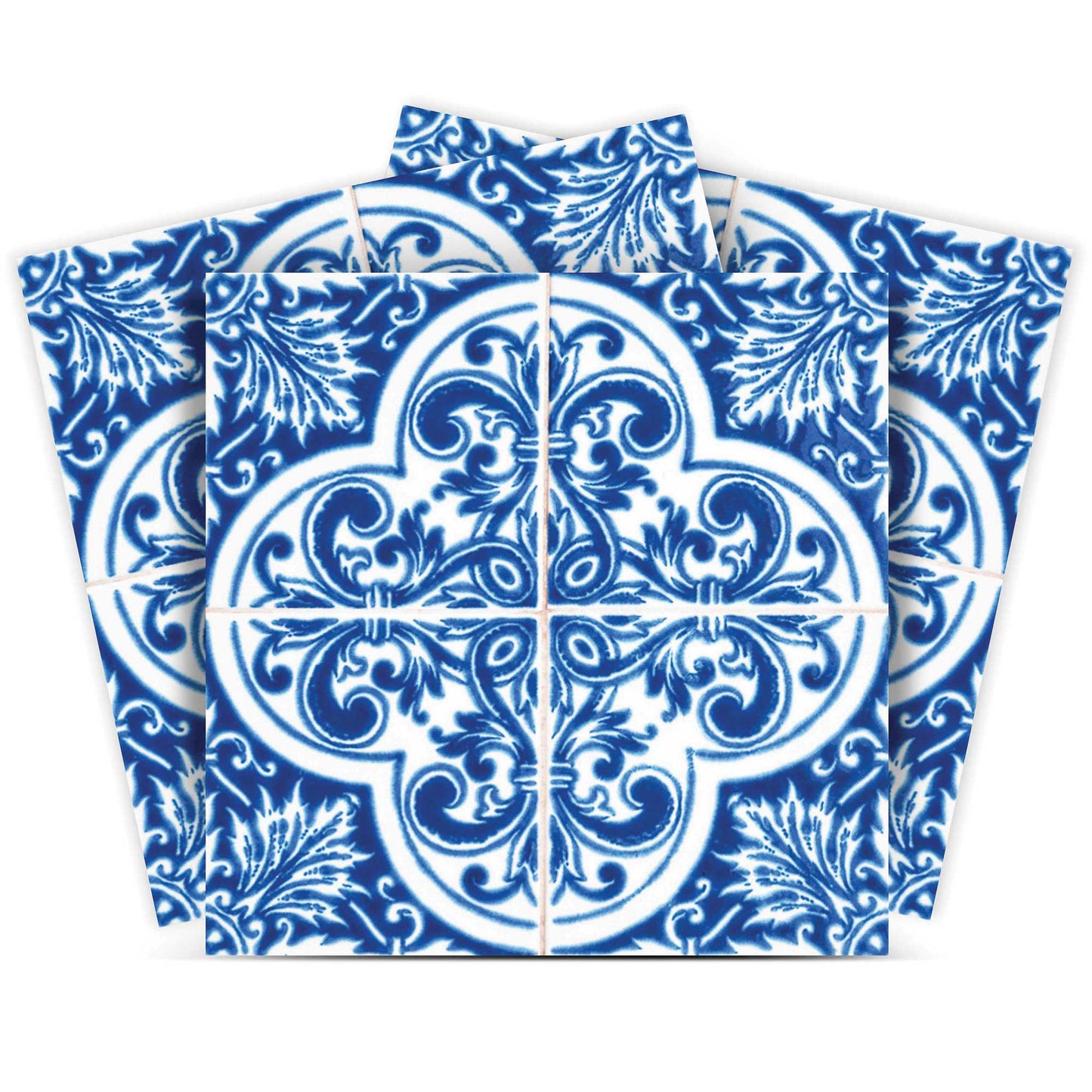 8" X 8" Blue and White Cross Peel And Stick Tiles