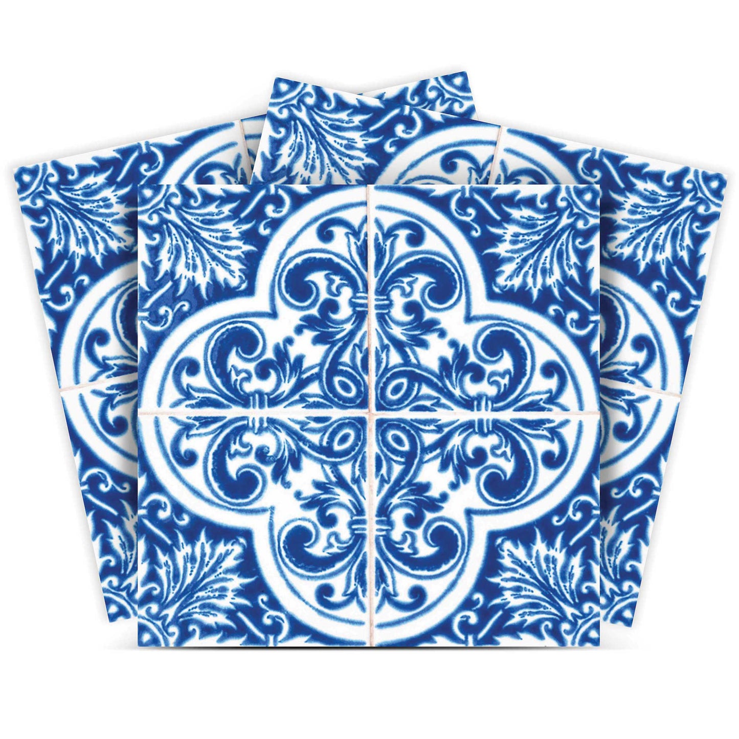 8" X 8" Blue and White Cross Peel And Stick Tiles