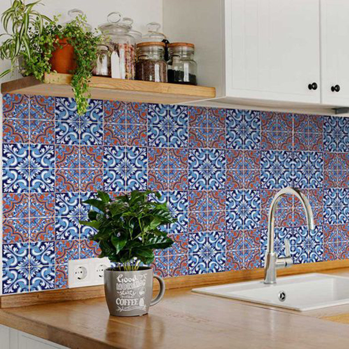 4" X 4" Prima Blue Peel And Stick Removable Tiles