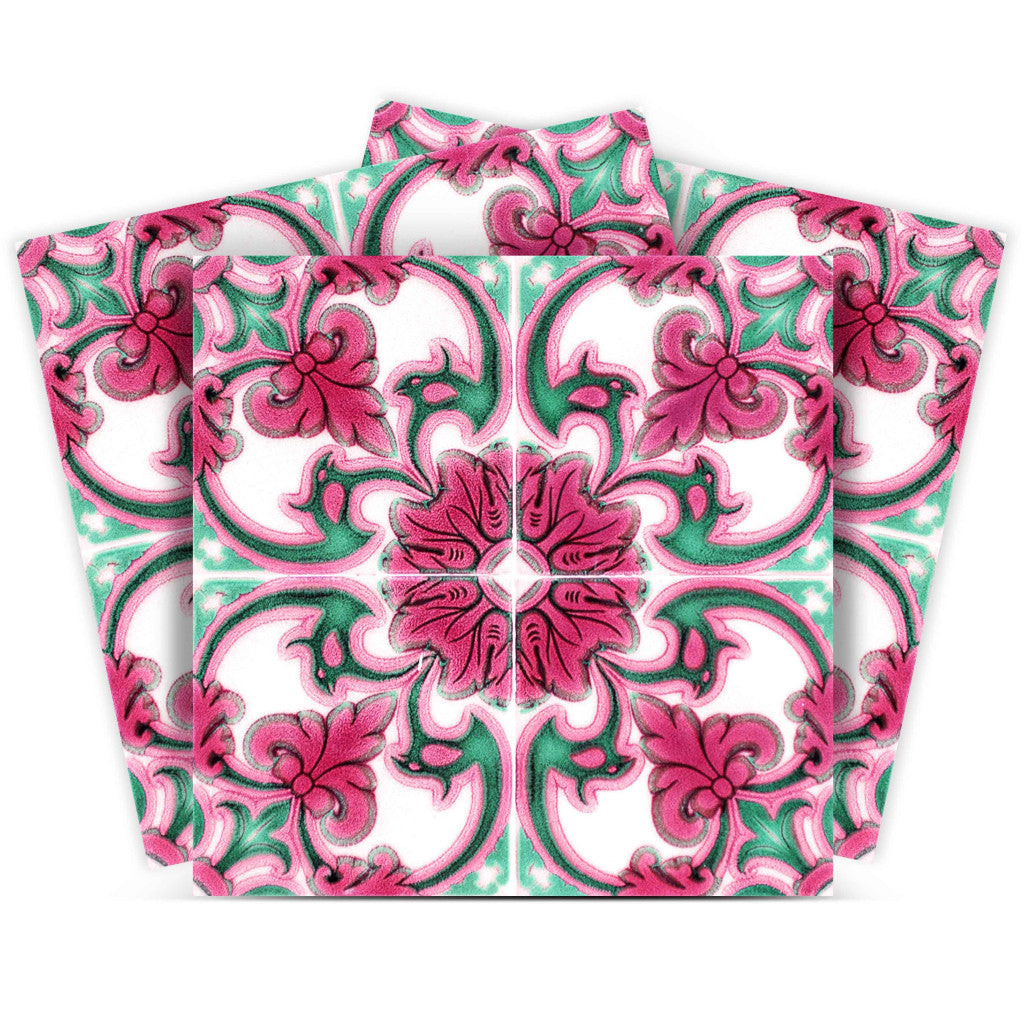 7" X 7" Rosa Pink Lea Removable Peel and Stick Tiles