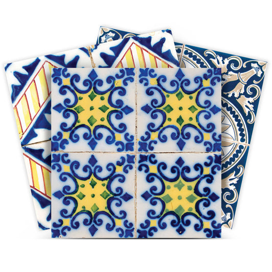 7" X 7" Blue Yellow Julia Peel and Stick Tiles