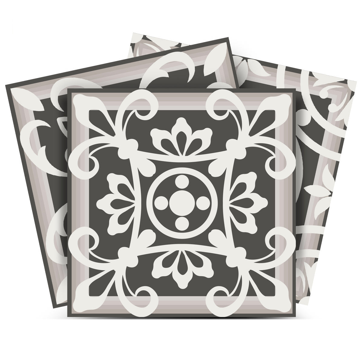7" x 7" Wood Brown and White Mosaic Peel and Stick Removable Tiles