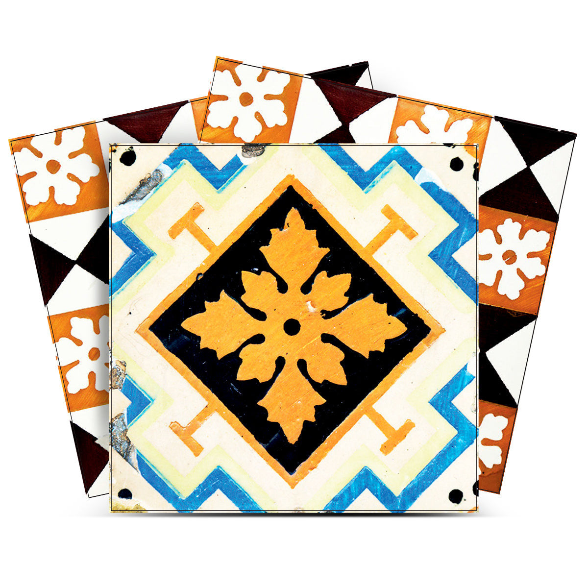 8" x 8" Snowflake and Diamond Peel and Stick Removable Tiles