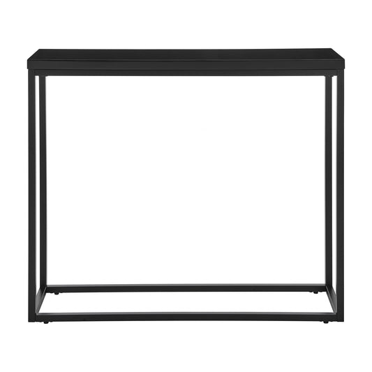 35" Black Wood and Steel Frame Console Table