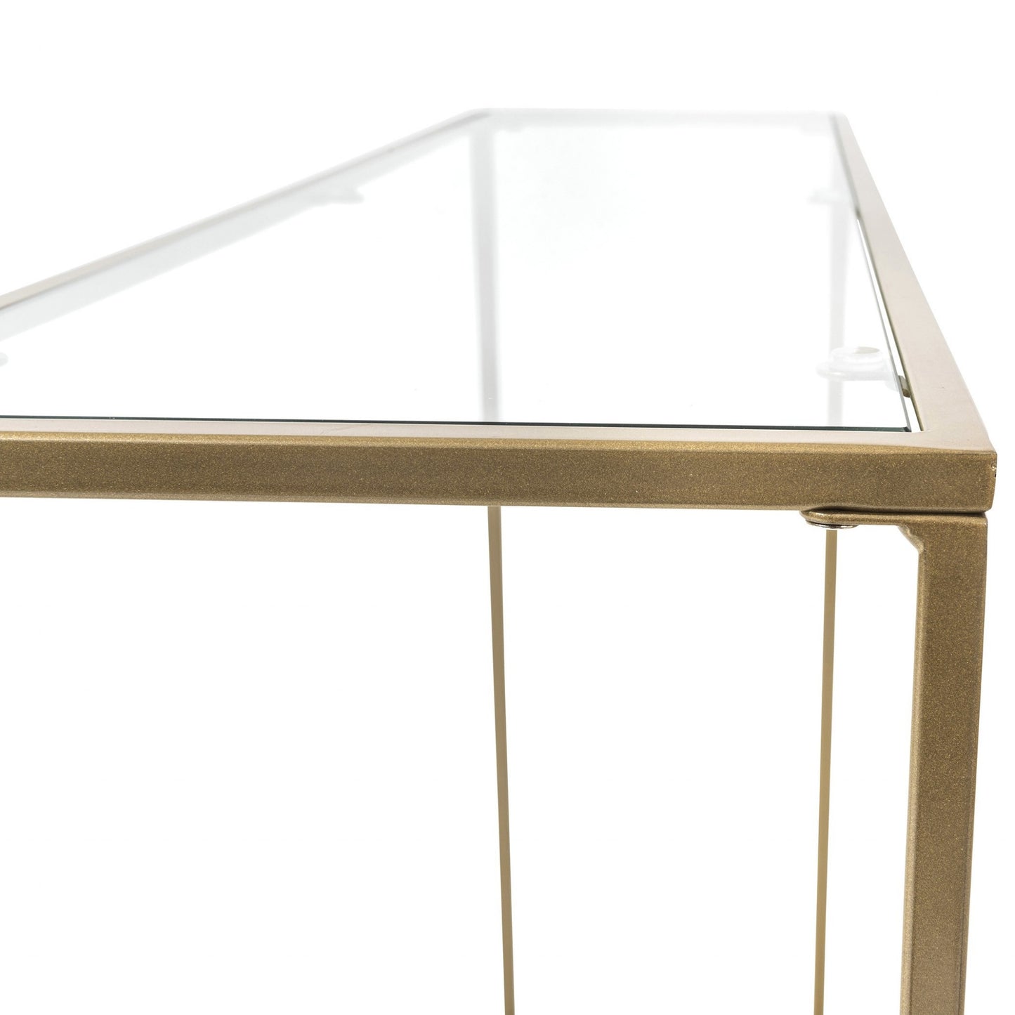 36" Clear and Gold Glass Console Table