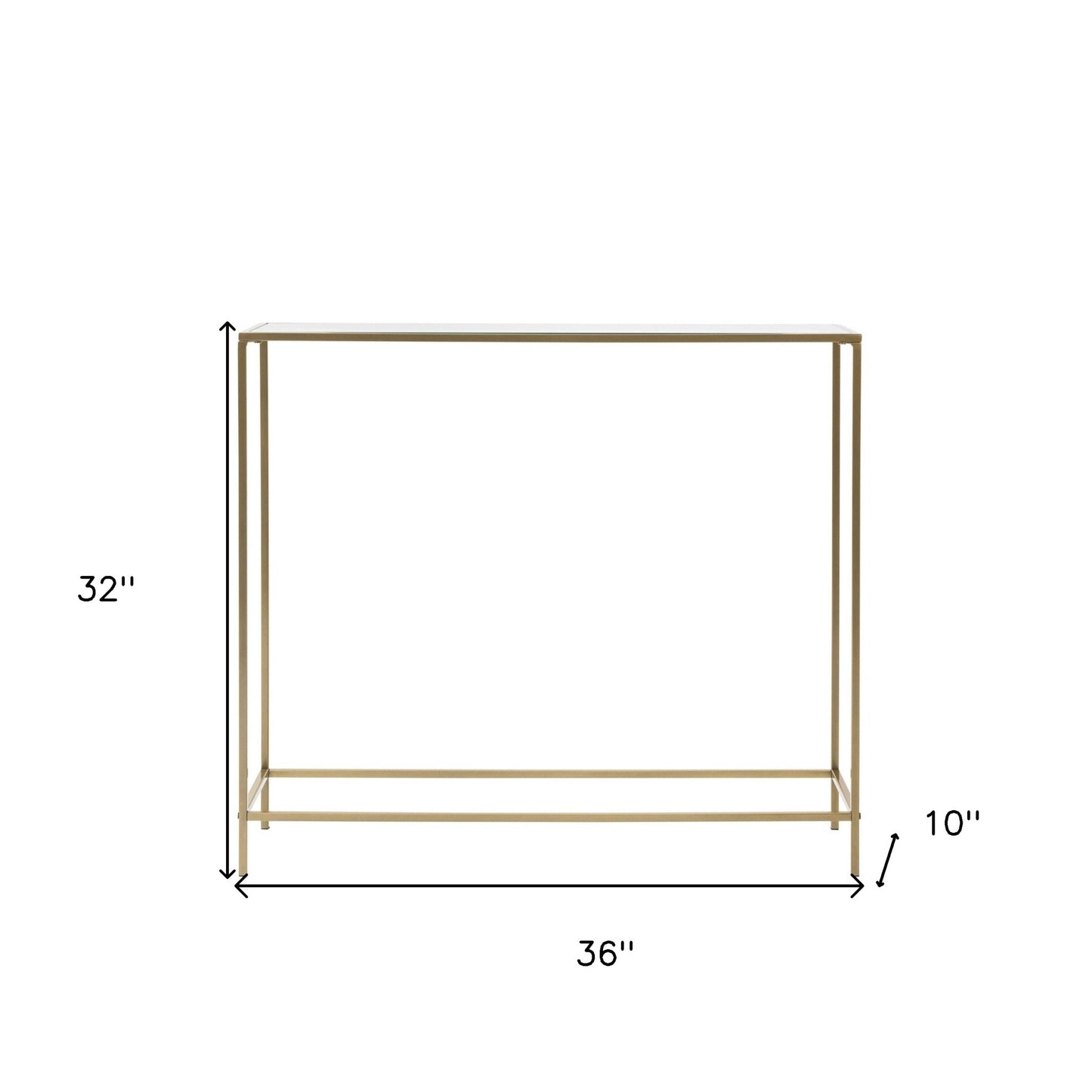 36" Clear and Gold Glass Console Table