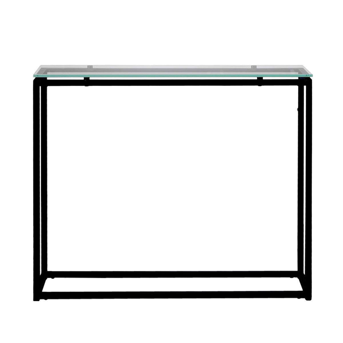 36" Clear and Black Glass Frame Console Table