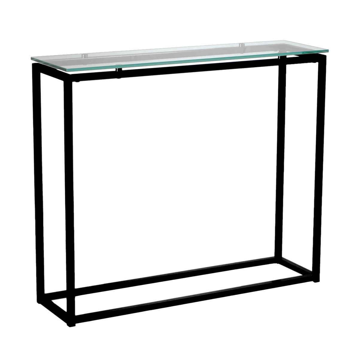 36" Clear and Black Glass Frame Console Table