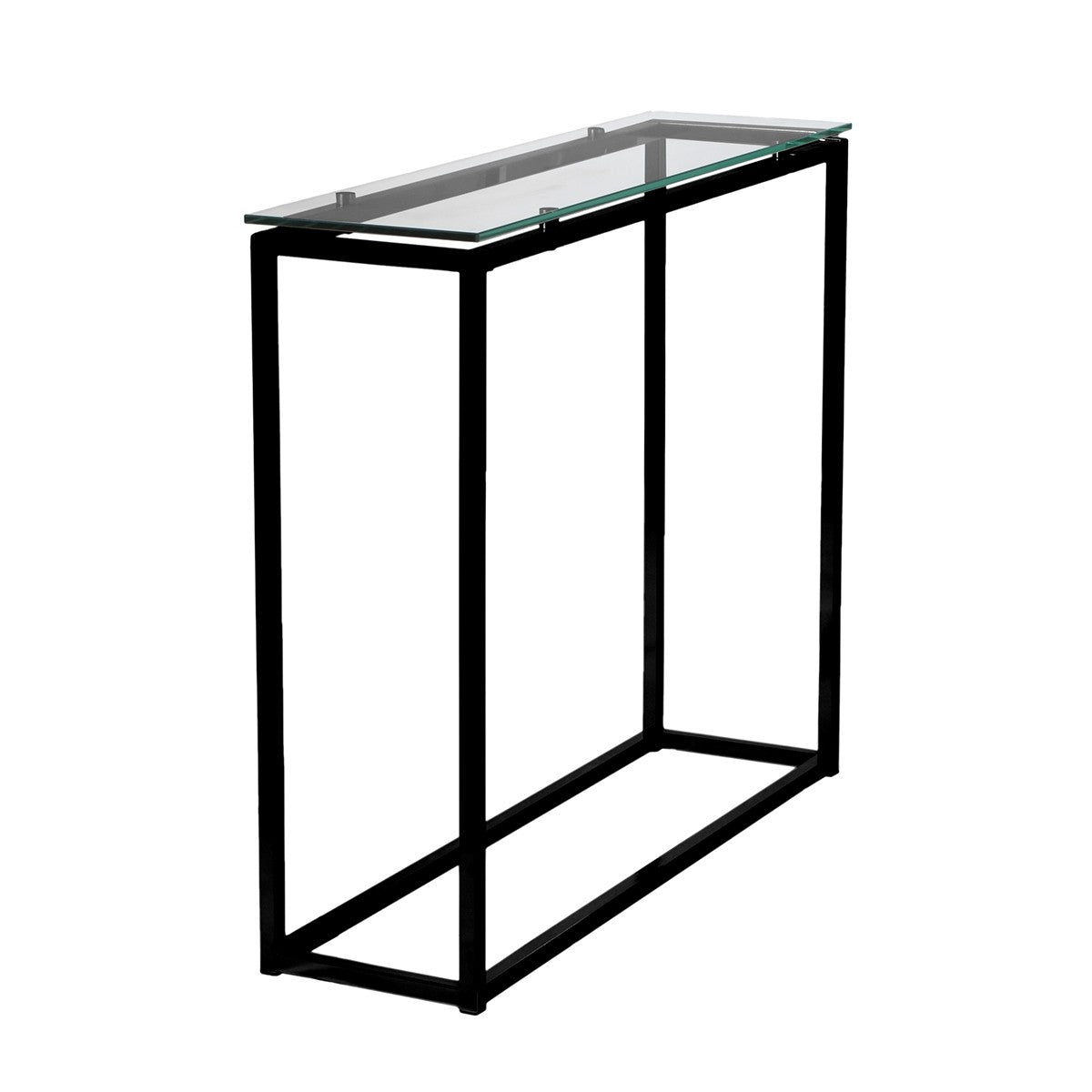 36" Clear and Black Glass Frame Console Table