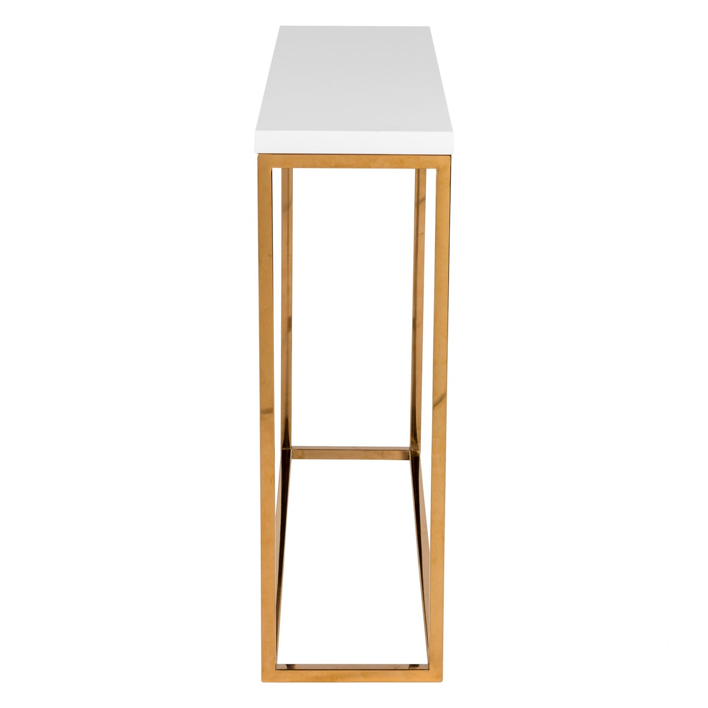 35" White and Gold Frame Console Table