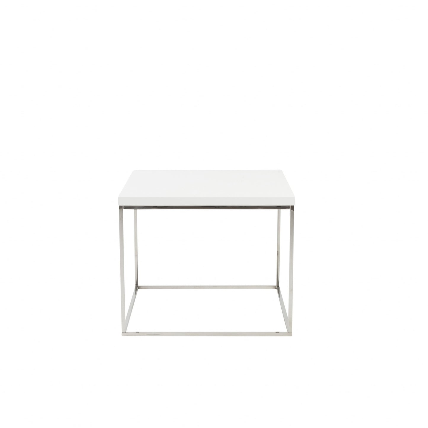 20" Silver And White Square End Table