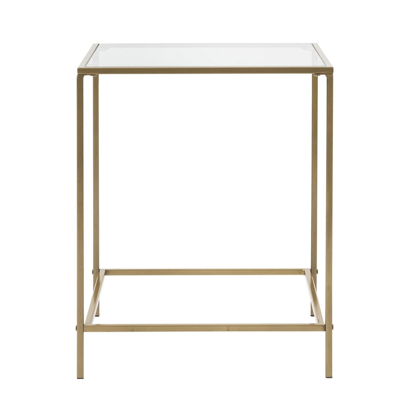 22" Gold And Clear Glass End Table