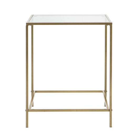 22" Gold And Clear Glass End Table