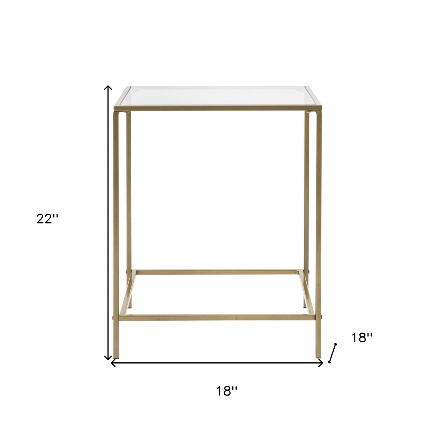 22" Gold And Clear Glass End Table