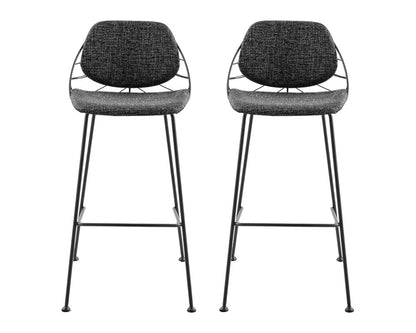Set of Two 30" Black Steel Low Back Bar Height Bar Chairs