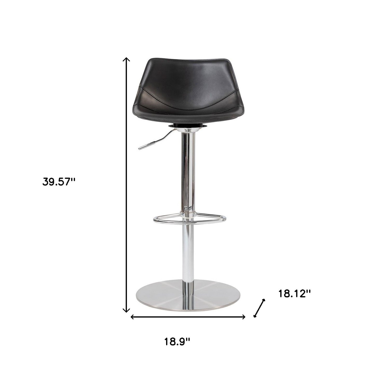 32" Black And Silver Steel Swivel Low Back Bar Height Bar Chair