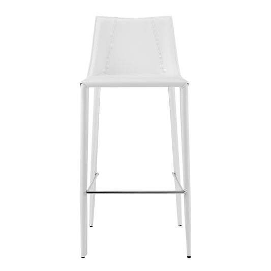 30" White Steel Low Back Bar Height Bar Chair