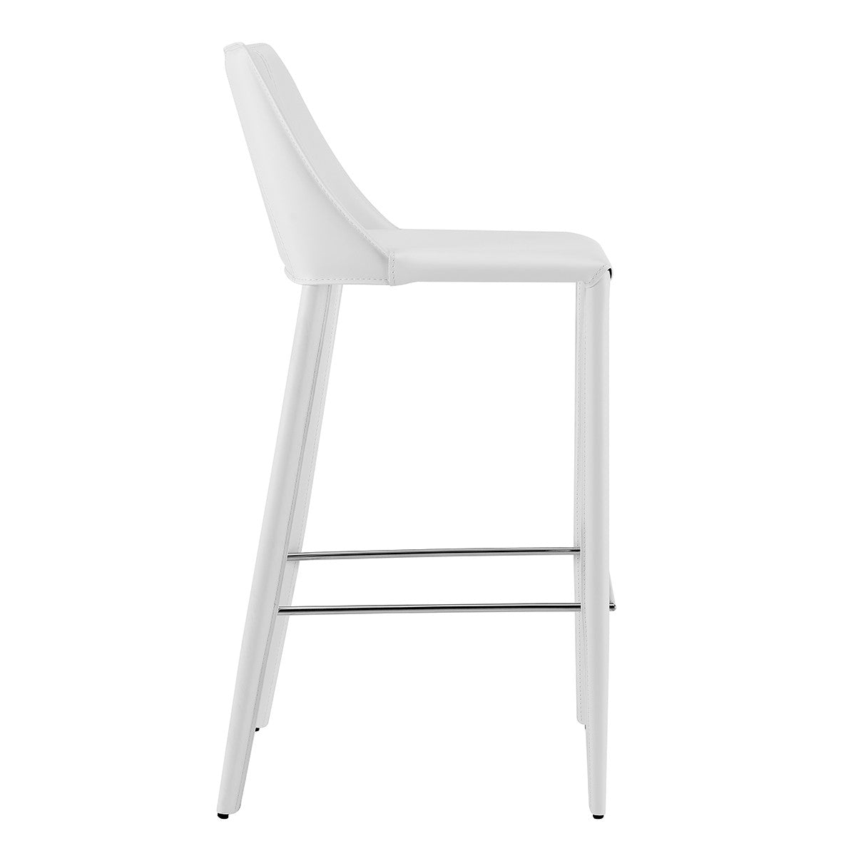 30" White Steel Low Back Bar Height Bar Chair