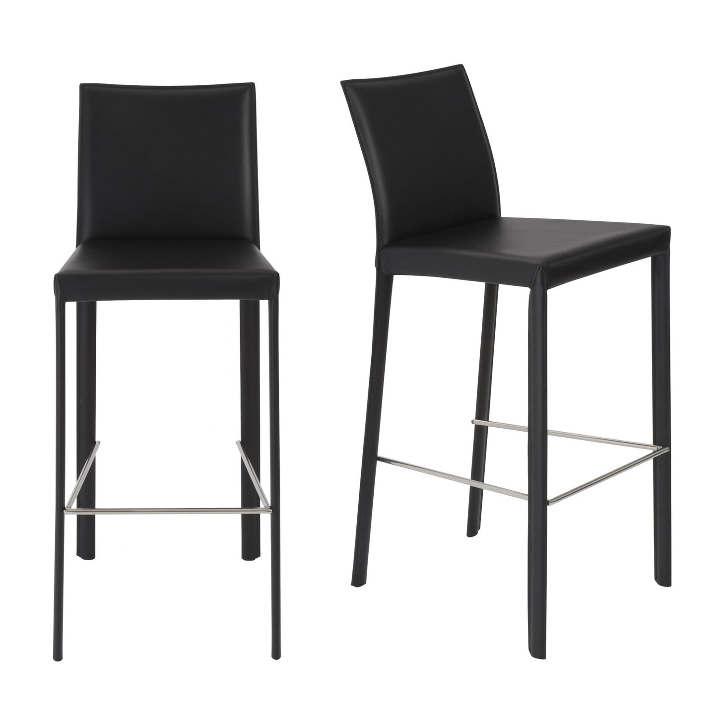 Set of Two 30" Steel Low Back Bar Height Bar Chairs