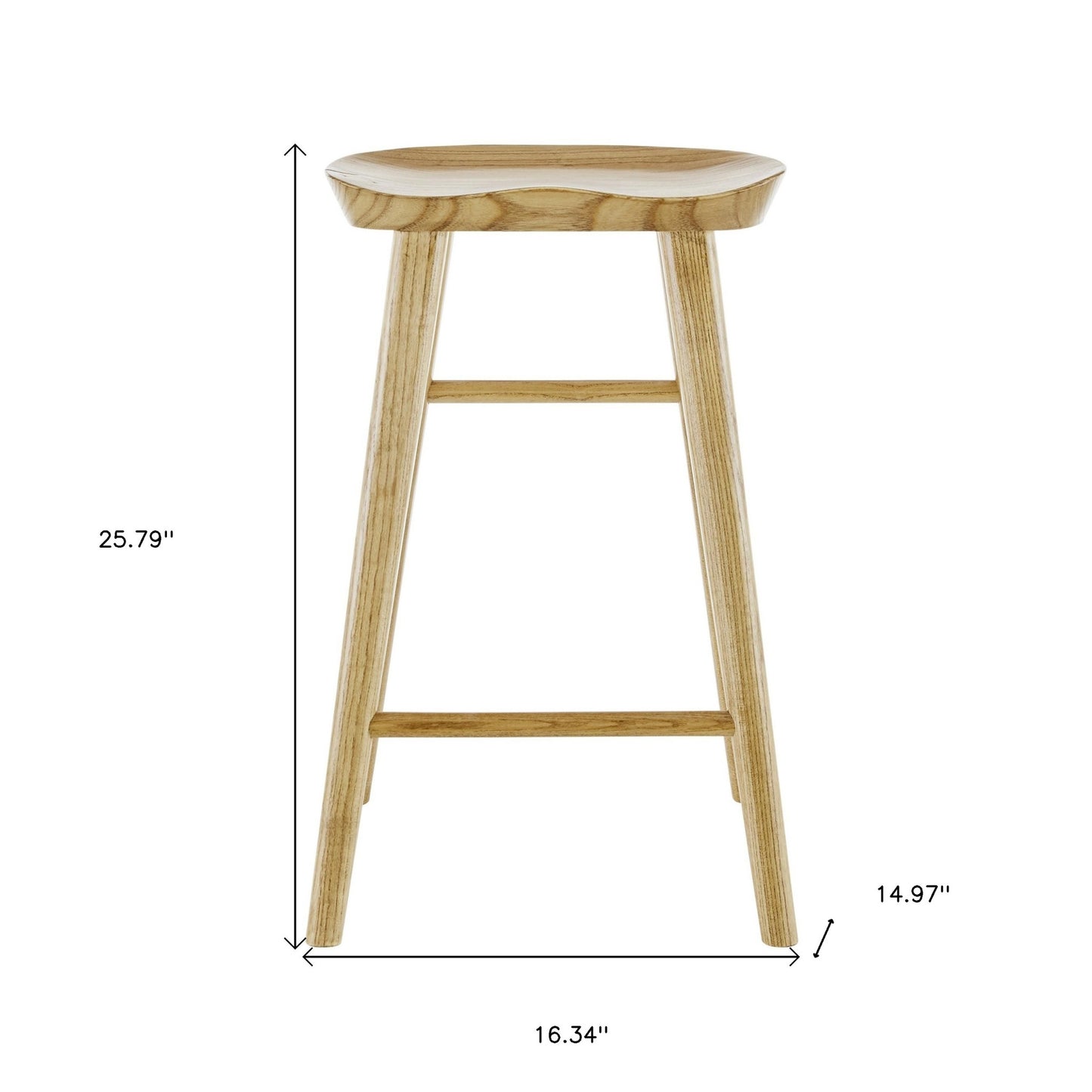 26" Natural Manufactured Wood Backless Counter Height Bar Chair