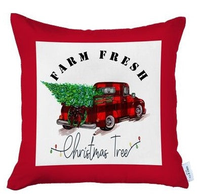 Set Of Four 18 X 18 Red Plaid Zippered Polyester Christmas Tree Throw Pillow