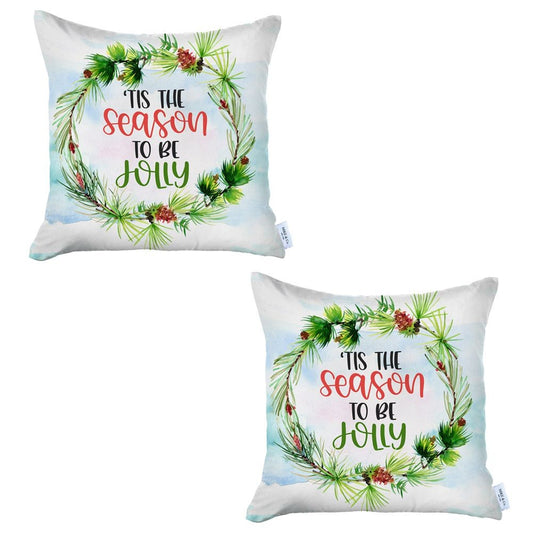 Set Of Two Multicolor Zippered Polyester Text Throw Pillow
