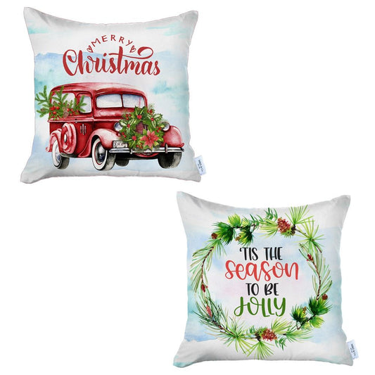 Set of 2 Merry Christmas Tis the Season Thow Pillow Covers