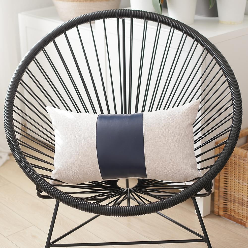 Set of 2 Navy and White Modern Throw Pillows