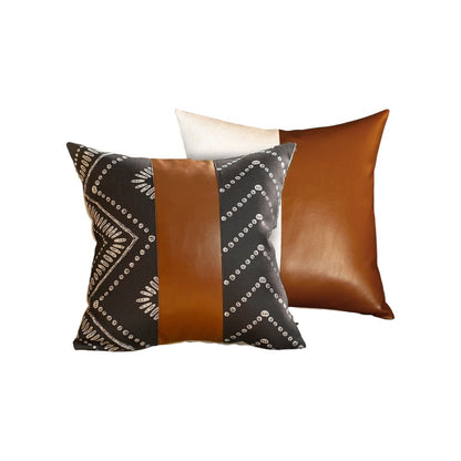 Set of 2 Black and Brown Throw Pillow Covers