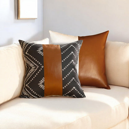 Set of 2 Black and Brown Throw Pillow Covers