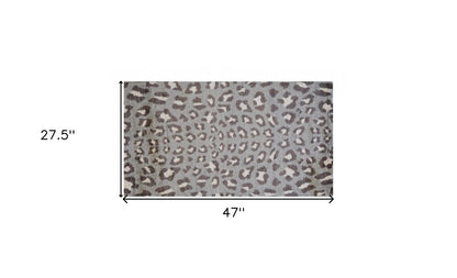 2' X 4' Gray and Brown Cheetah Washable Floor Mat