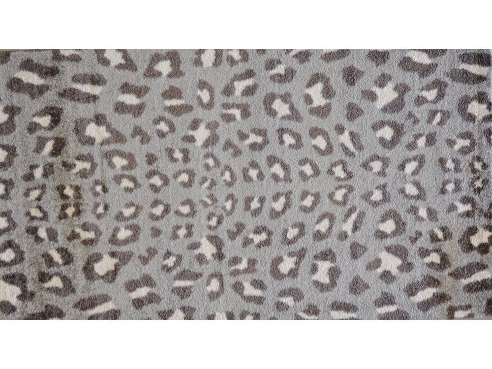 2' X 4' Gray and Brown Cheetah Washable Floor Mat