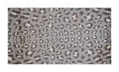 2' X 4' Gray and Brown Cheetah Washable Floor Mat