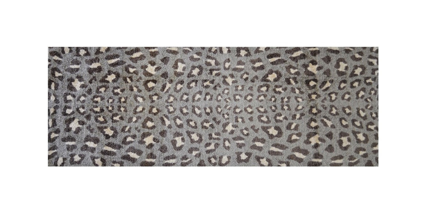 2' X 6' Gray and Brown Cheetah Washable Runner Rug