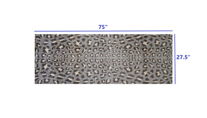 2' X 6' Gray and Brown Cheetah Washable Runner Rug
