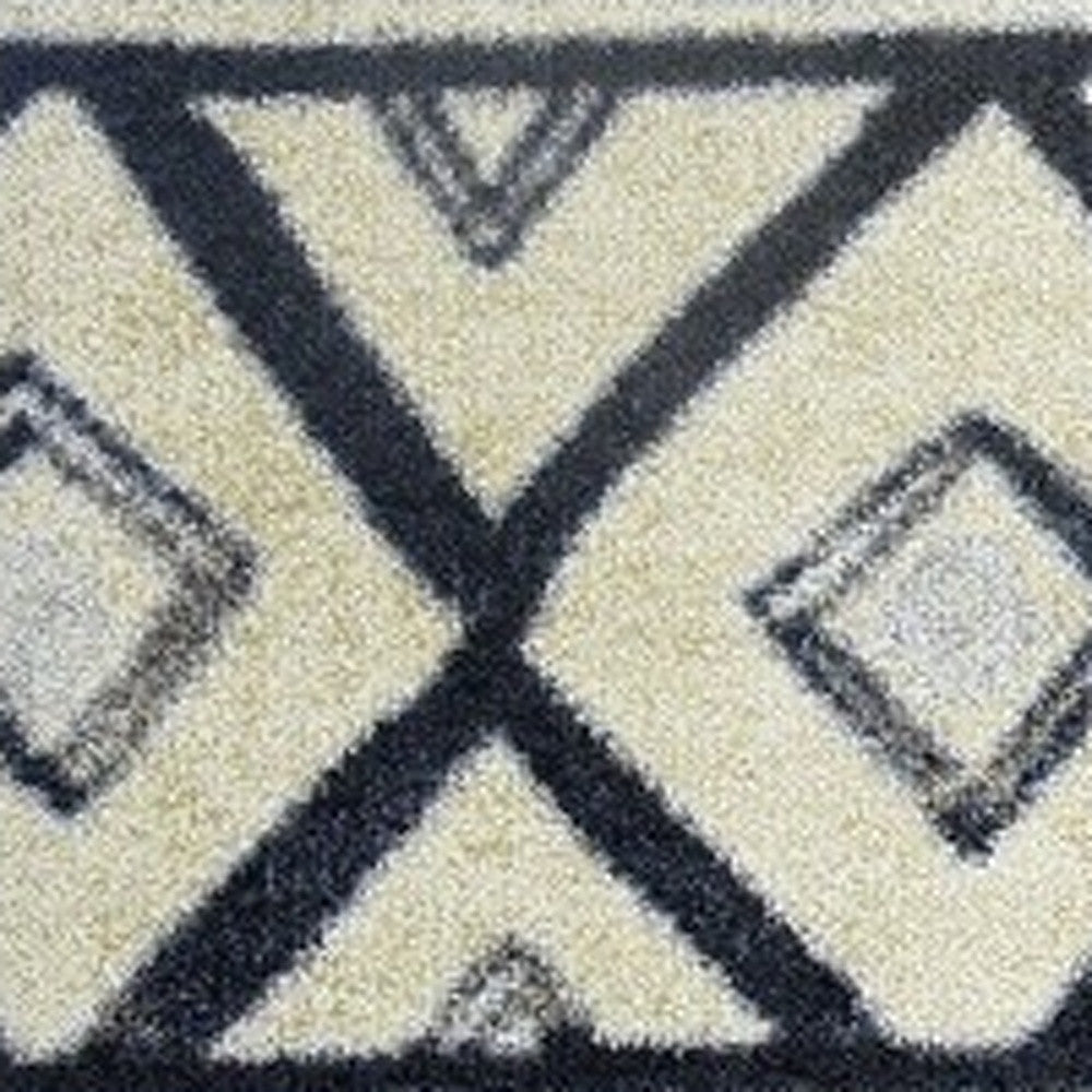 2' X 4' Black and Gray Modern Tribal Washable Floor Mat