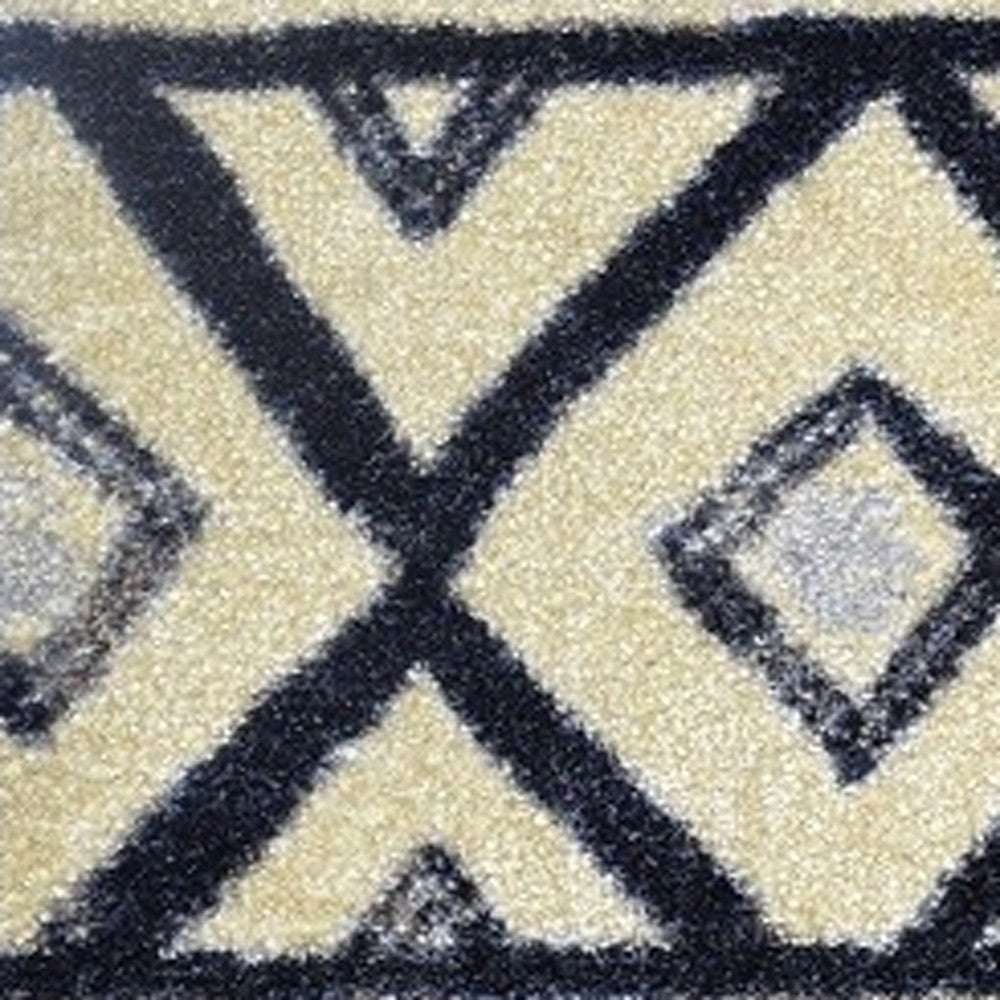 2' X 3' Black and Gray Modern Tribal Washable Floor Mat