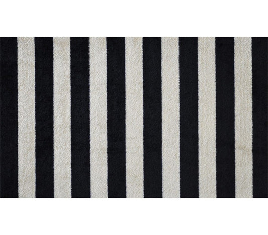 2' X 4' Black and Tan Wide Stripe Washable Floor Mat