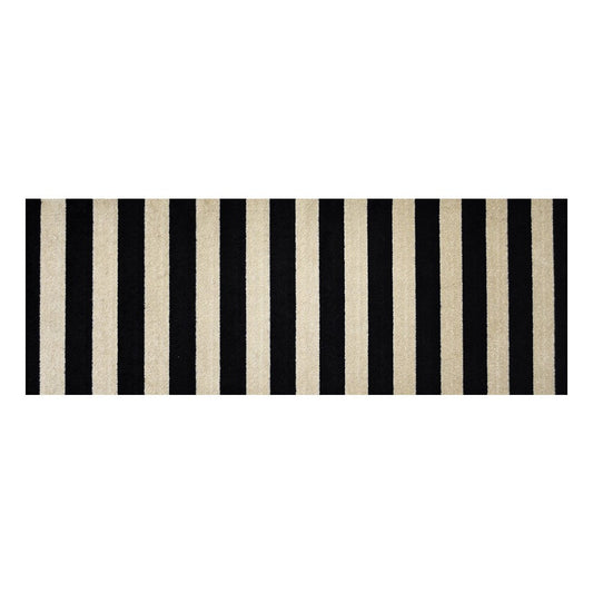 2' X 6' Black and Tan Wide Stripe Washable Runner Rug