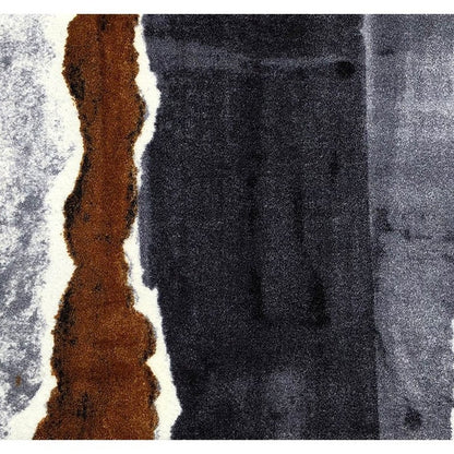 2' X 6' Gray and Brown Abstract Southwest Washable Runner Rug