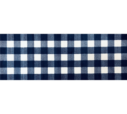 2' X 6' Navy and White Buffalo Plaid Washable Runner Rug