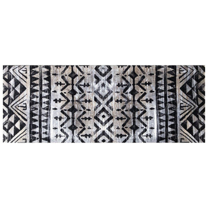 2' X 6' Black and Gray Aztec Washable Runner Rug