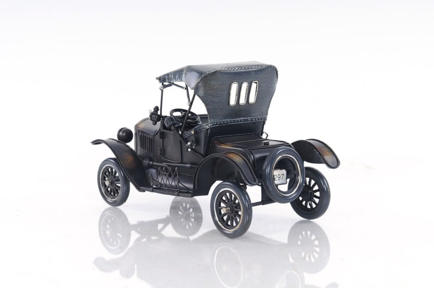 7" Black Metal Hand Painted Decorative Car