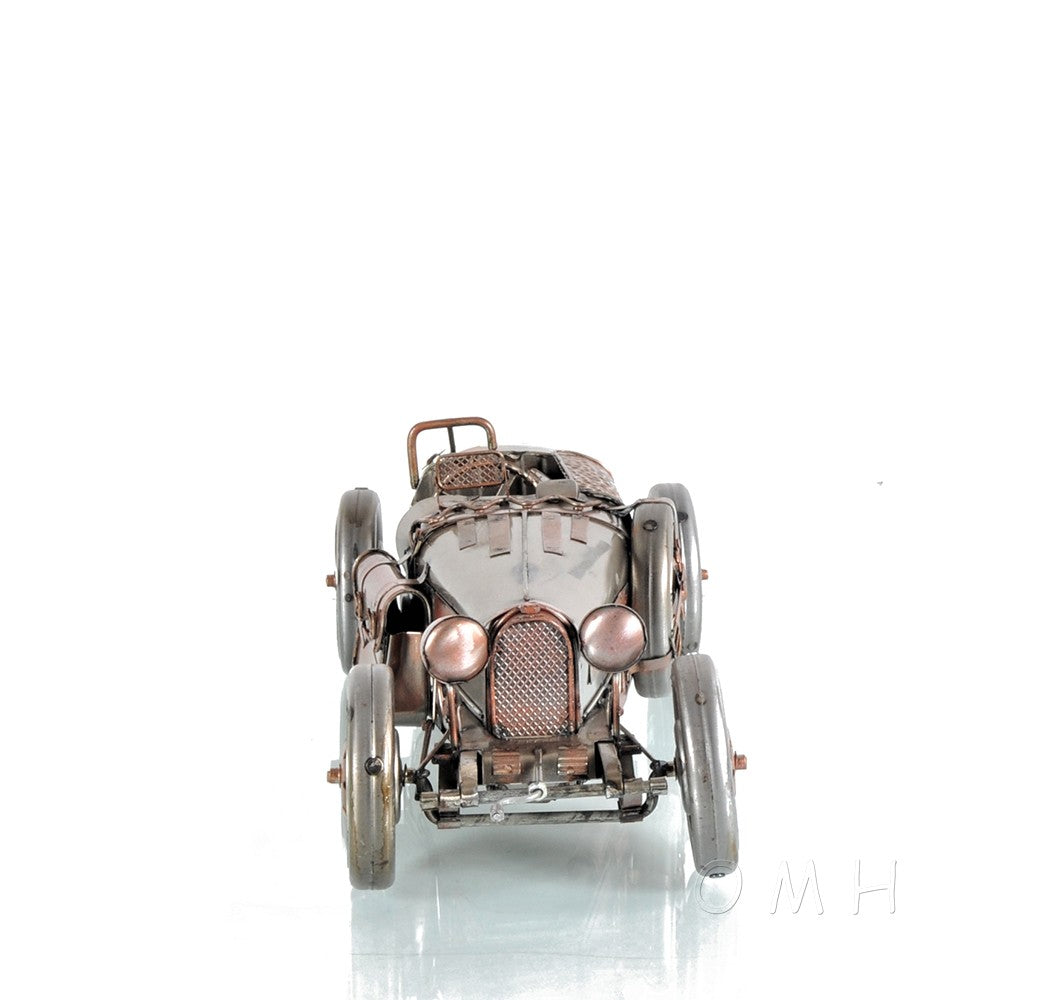 c1924 Bugatti Bronze and Silver Racecar Model Sculpture