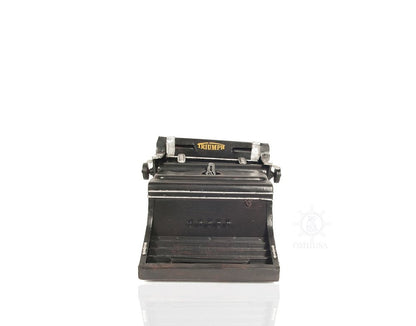 9" Black Metal German Replica Typewriter Tabletop Sculpture