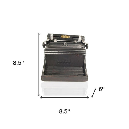 9" Black Metal German Replica Typewriter Tabletop Sculpture